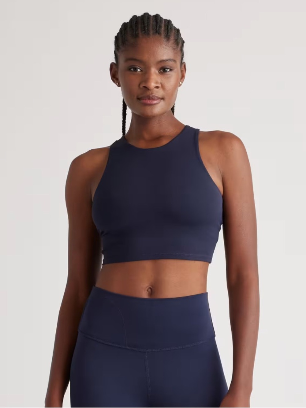 Quince Ultra-Form High-Neck Cropped Tank Deep Navy Small